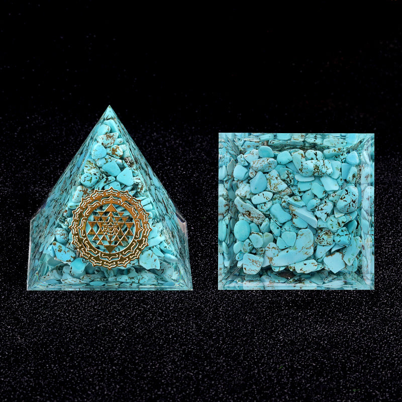 50MM/60MM Chip Turquoise Resin Pyramid Ornament for Home office Desktop Decorative #SP1893