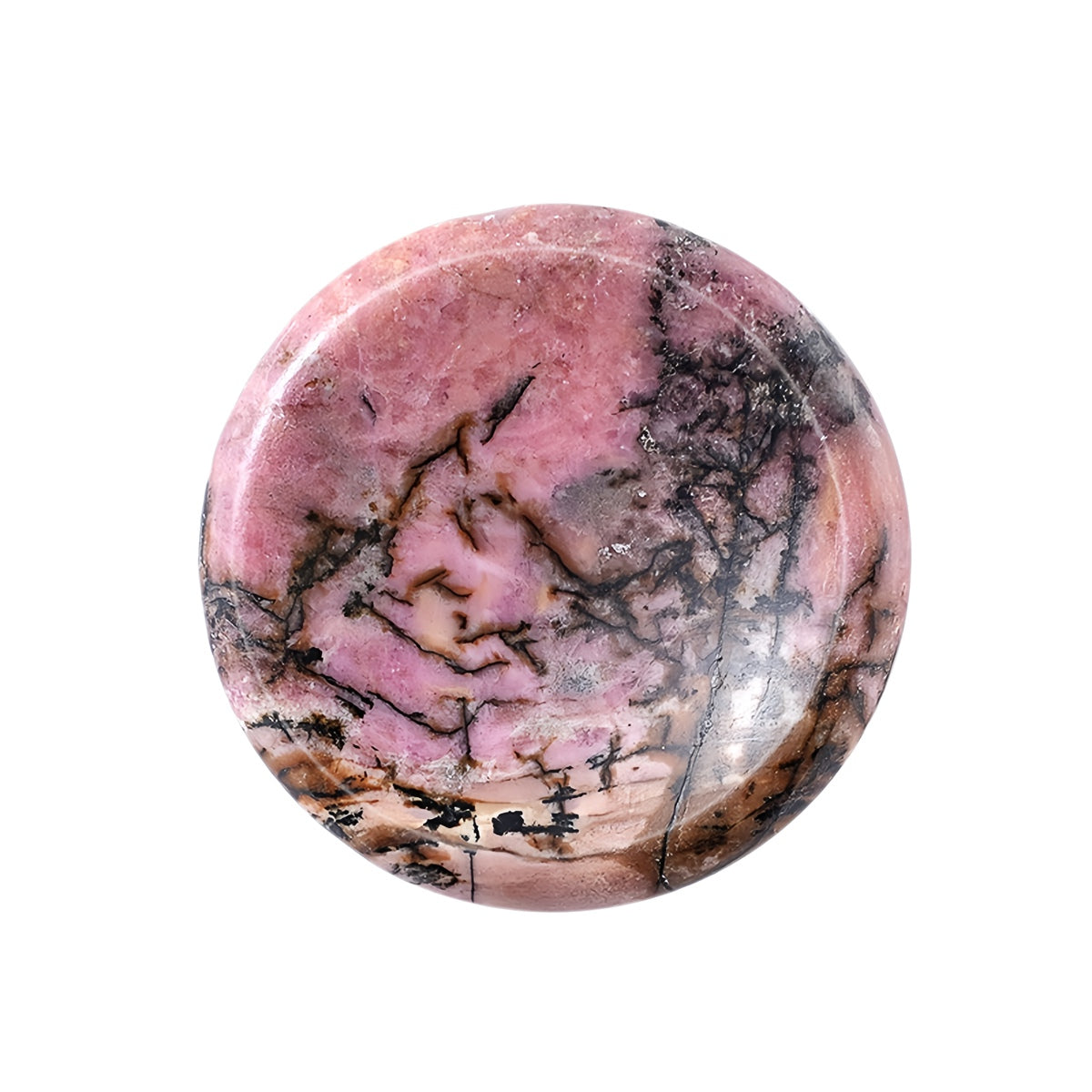 40mm Rhodochrosite Meditation Disc Worry Stone for Stress & Anxiety Relief