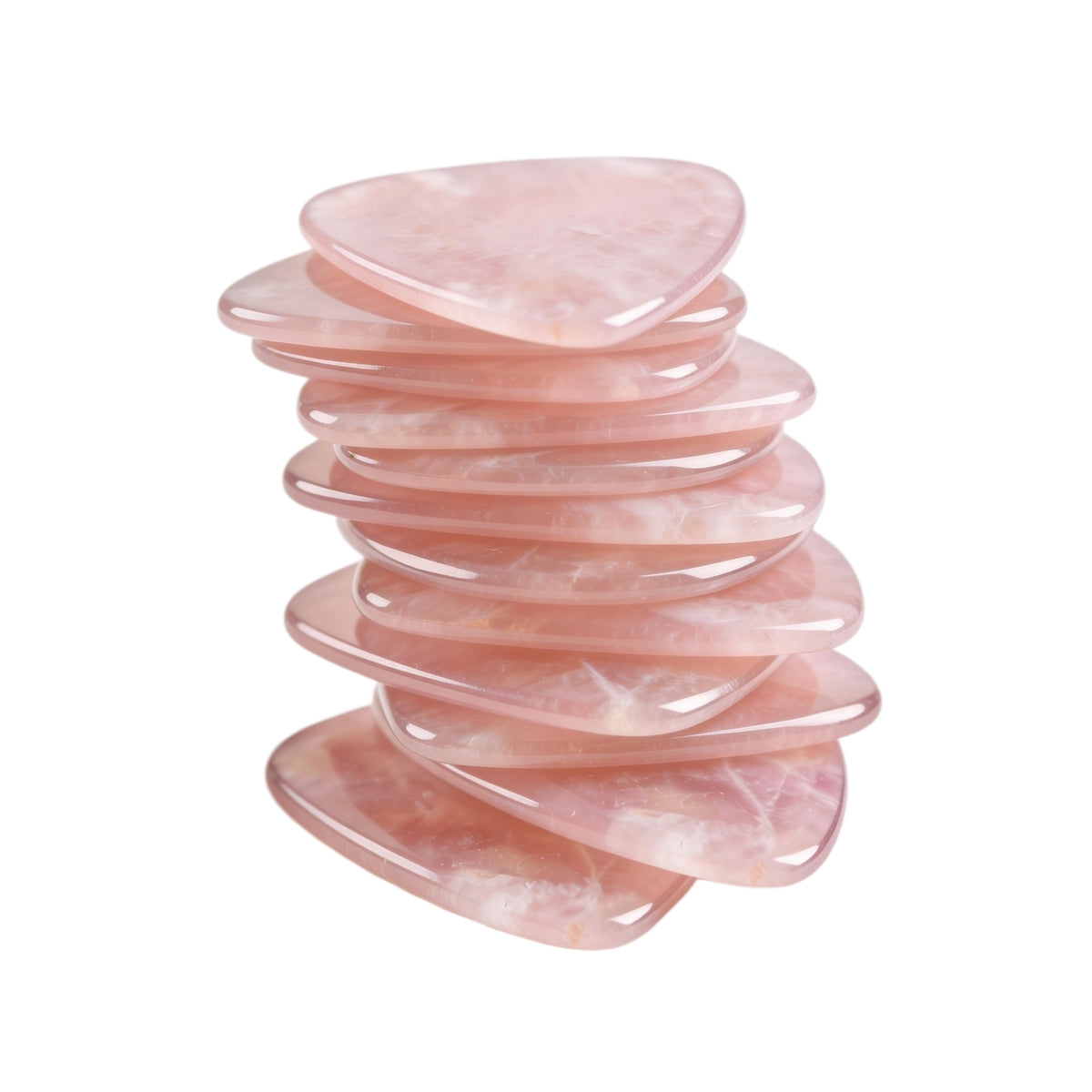 Rose Quartz Guitar Pick for Electric Guitar Bass String Instrument Playing Gift Handmade Craved Disc 27x32mm Pendant Decor