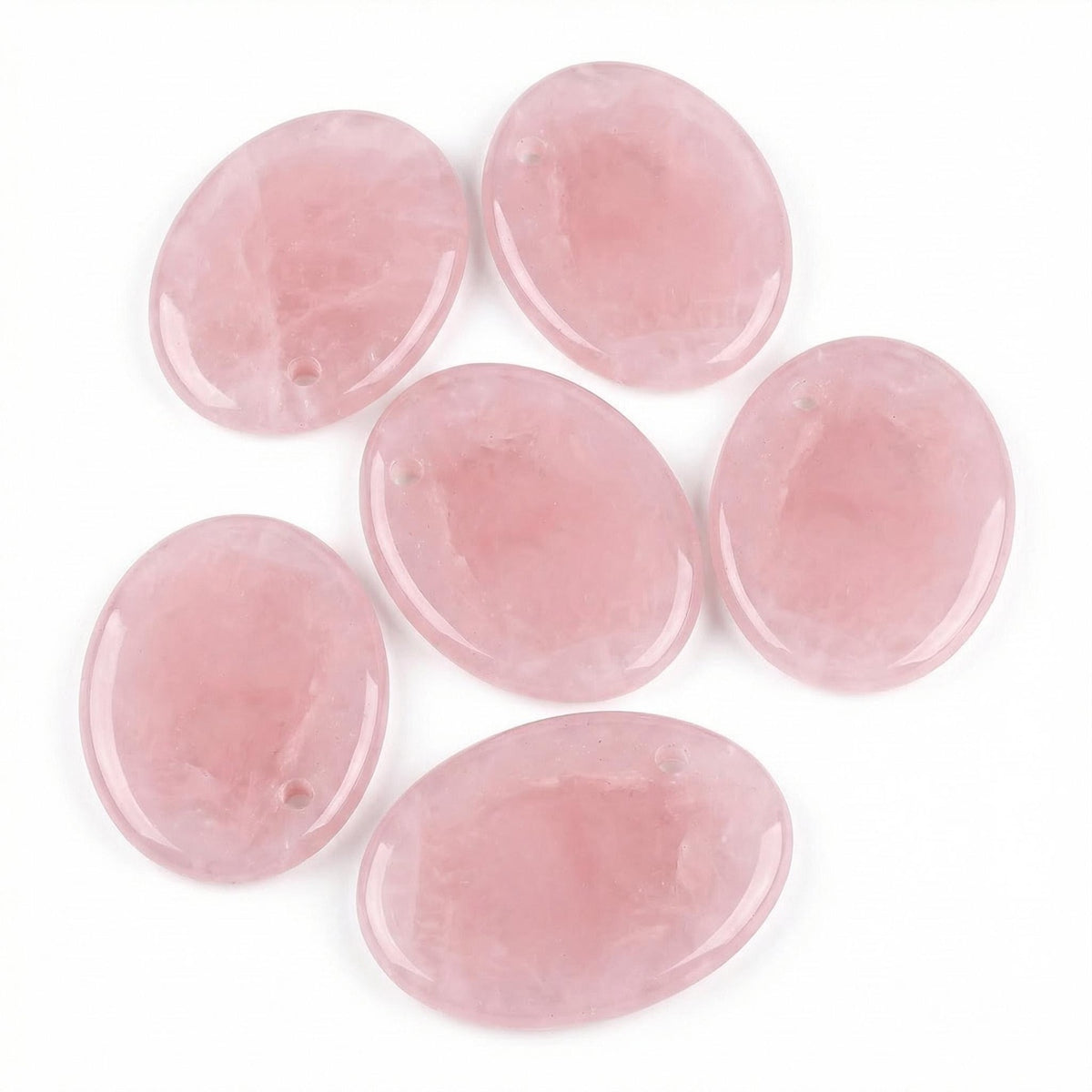 Rose Quartz 35×45mm Oval Gemstone Slice Pendant with Off-Center Drilled Hole – Natural Stone Charm for Necklaces, Bag Charms & Bookmarks