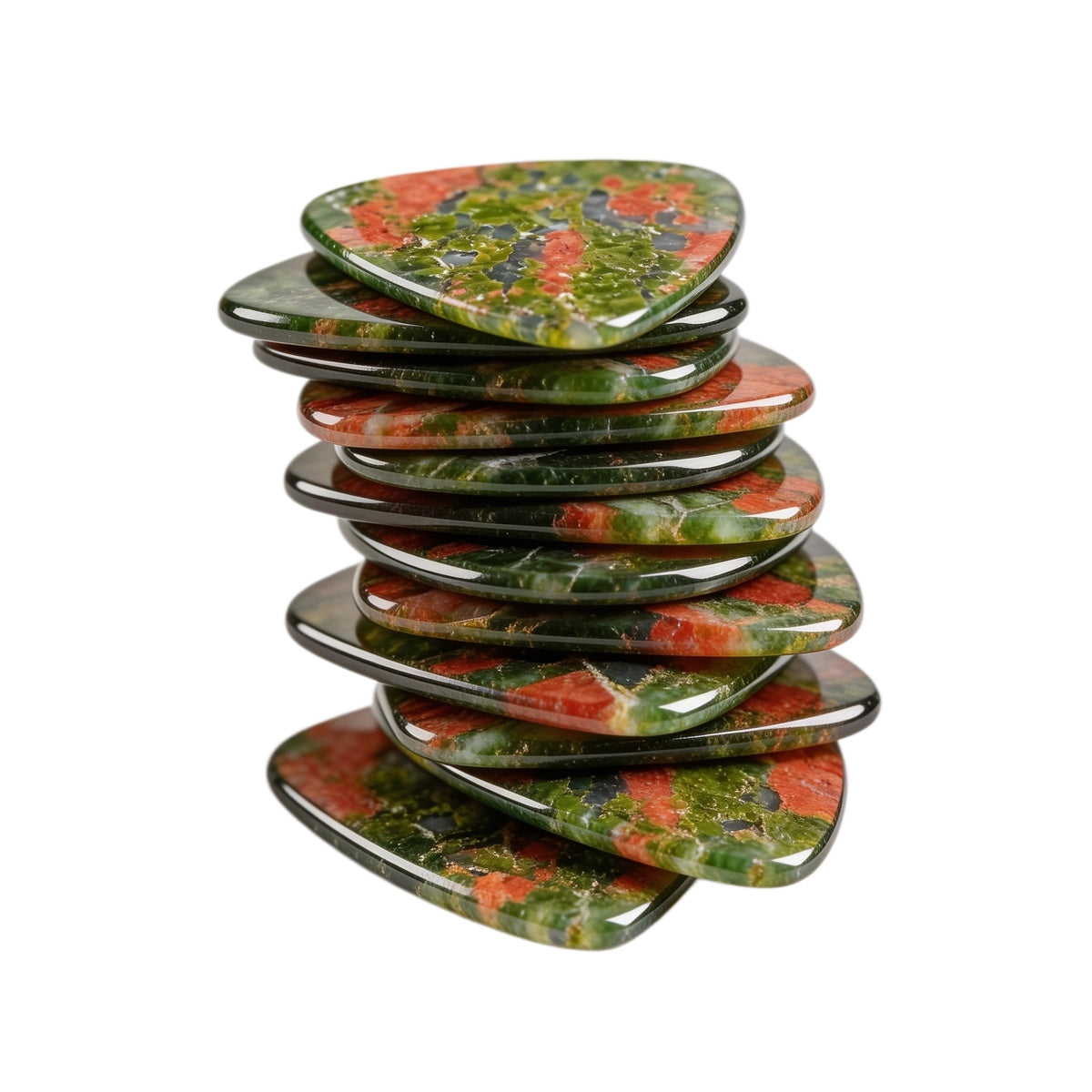 Unakite Jasper Guitar Pick for Electric Guitar Bass String Instrument Playing Gift Handmade Craved Disc 27x32mm Pendant Decor