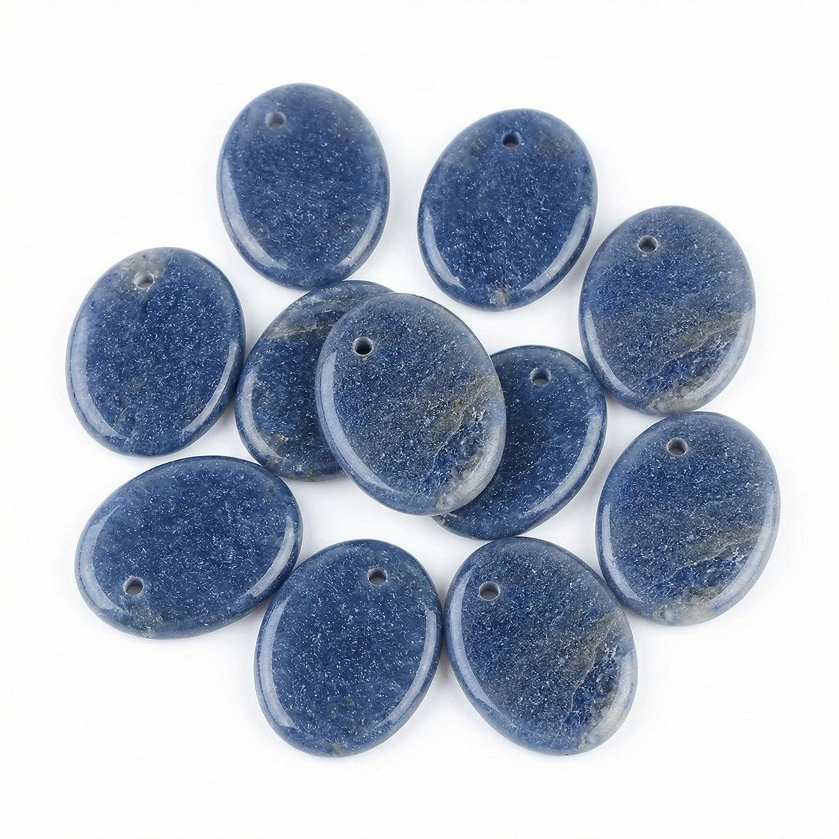 Blue Aventurine 35×45mm Oval Gemstone Slice Pendant with Off-Center Drilled Hole – Natural Stone Charm for Necklaces, Bag Charms & Bookmarks