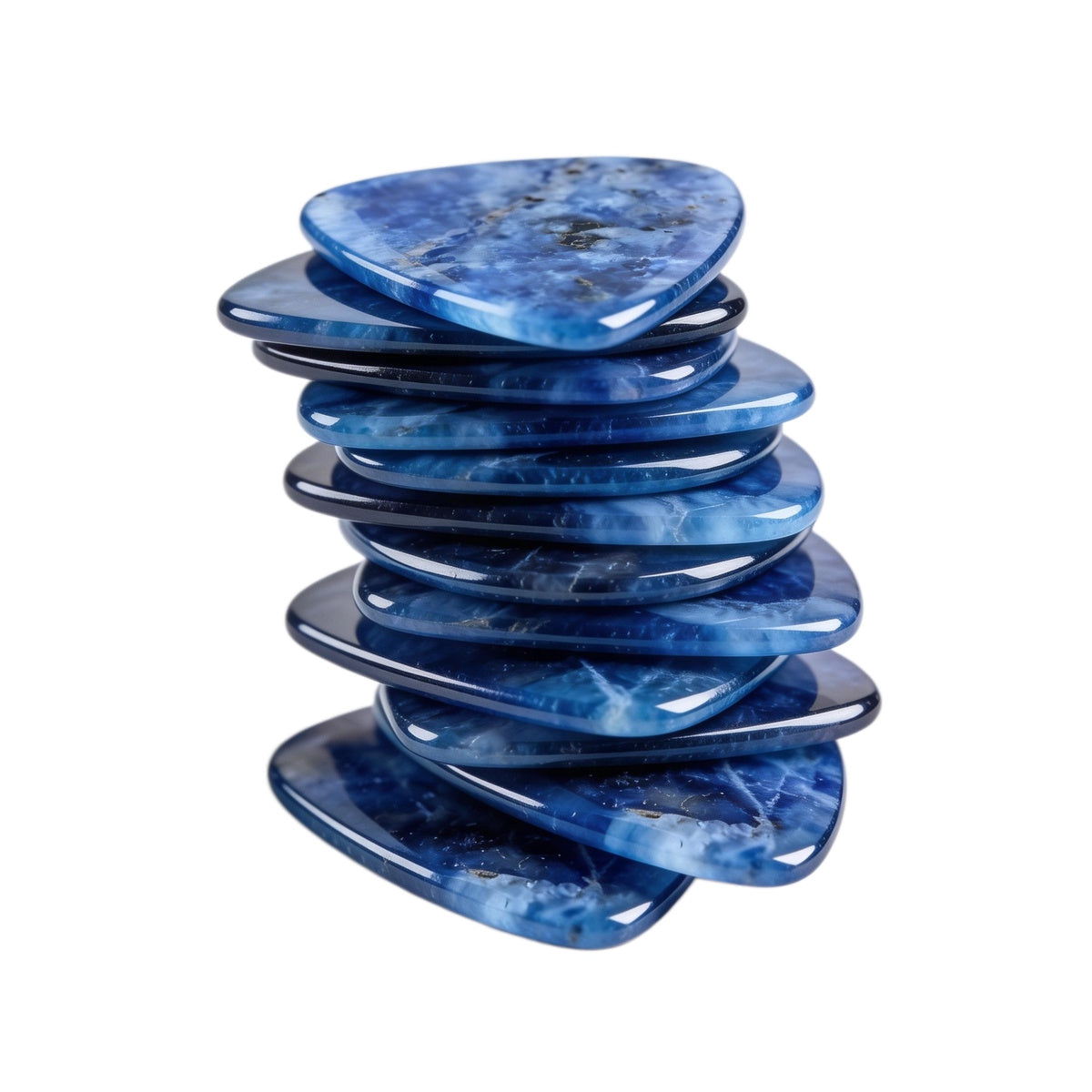 Sodalite Guitar Pick for Electric Guitar Bass String Instrument Playing Gift Handmade Craved Disc 27x32mm Pendant Decor