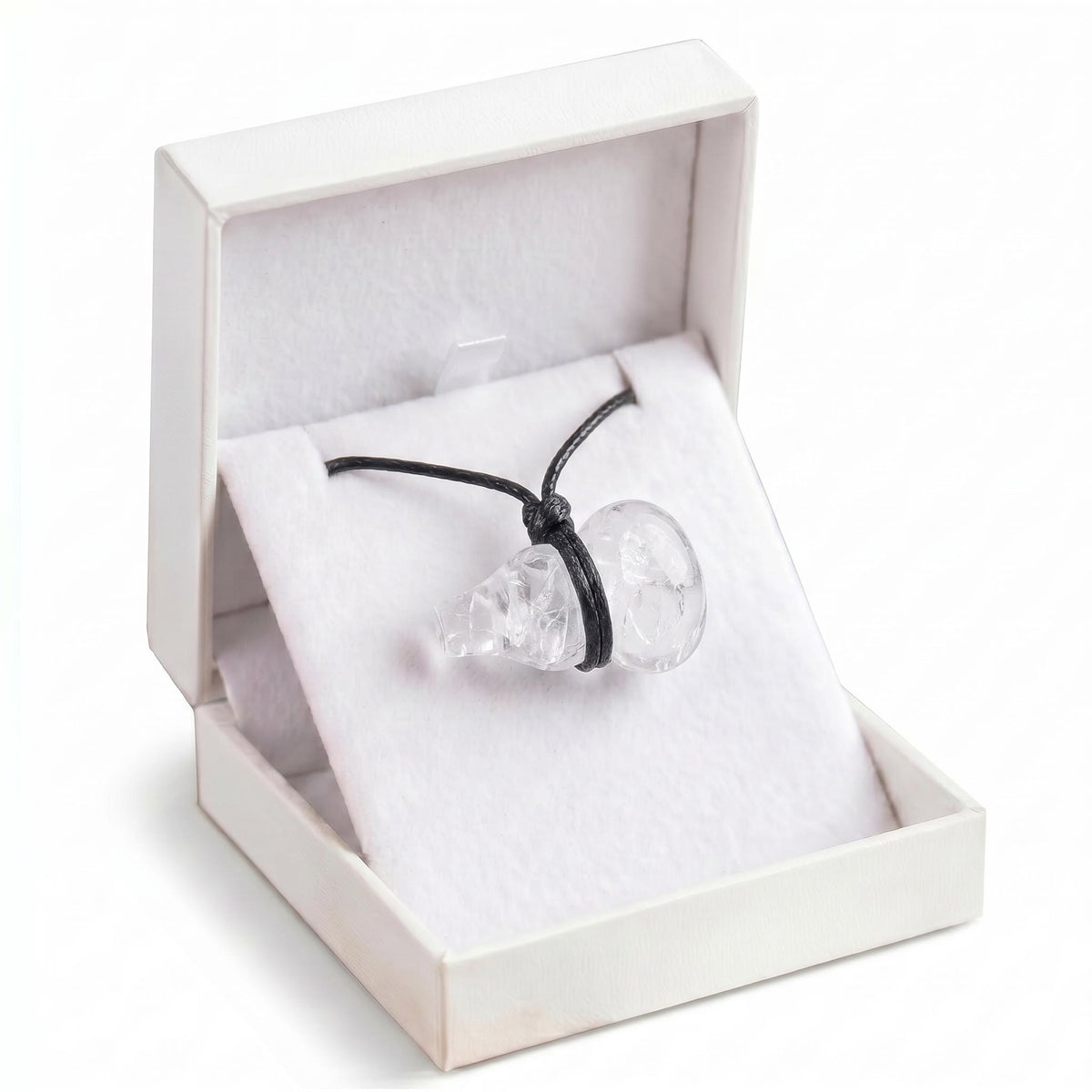 Quartz Crystal Gourd Pendant Necklace Adjustable Rope in Gift Box