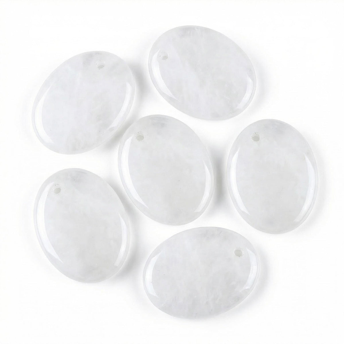 Quartz Crystal 35×45mm Oval Gemstone Slice Pendant with Off-Center Drilled Hole – Natural Stone Charm for Necklaces, Bag Charms & Bookmarks