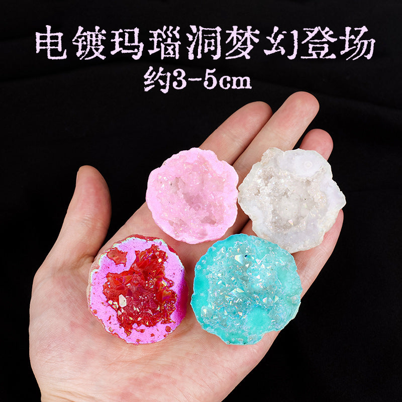 Dreamy Electroplated Agate Geode Specimen – Colorful Crystal Cluster Decor (3-5cm)