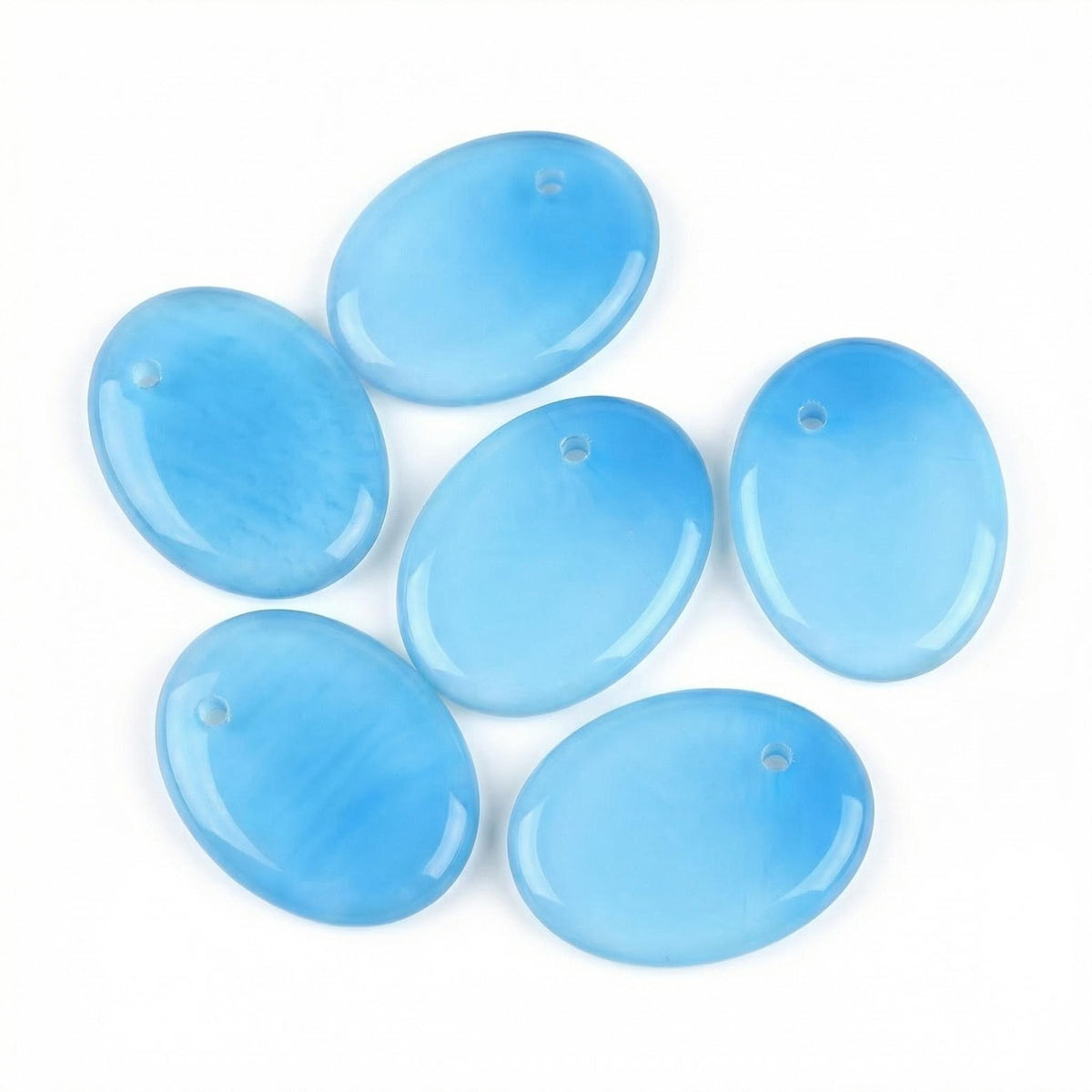 Opalite 35×45mm Oval Gemstone Slice Pendant with Off-Center Drilled Hole – Natural Stone Charm for Necklaces, Bag Charms & Bookmarks