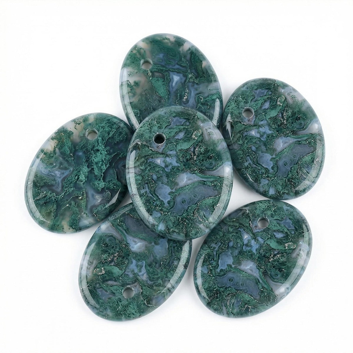 Fancy Jasper 35×45mm Oval Gemstone Slice Pendant with Off-Center Drilled Hole – Natural Stone Charm for Necklaces, Bag Charms & Bookmarks