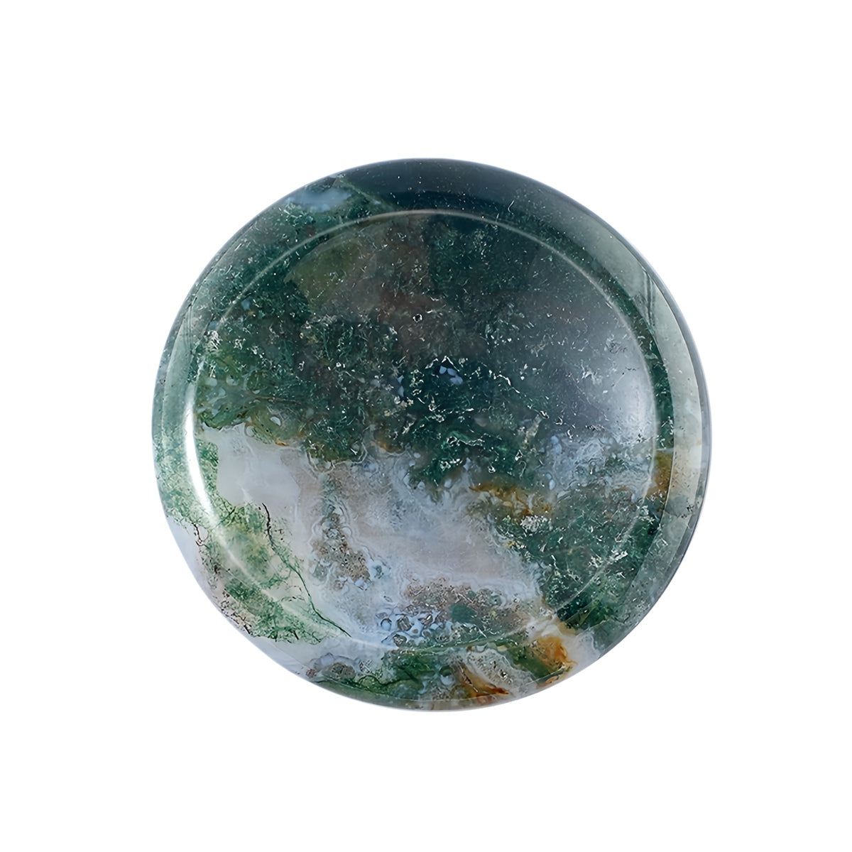 40mm Moss Agate Meditation Disc Worry Stone for Stress & Anxiety Relief