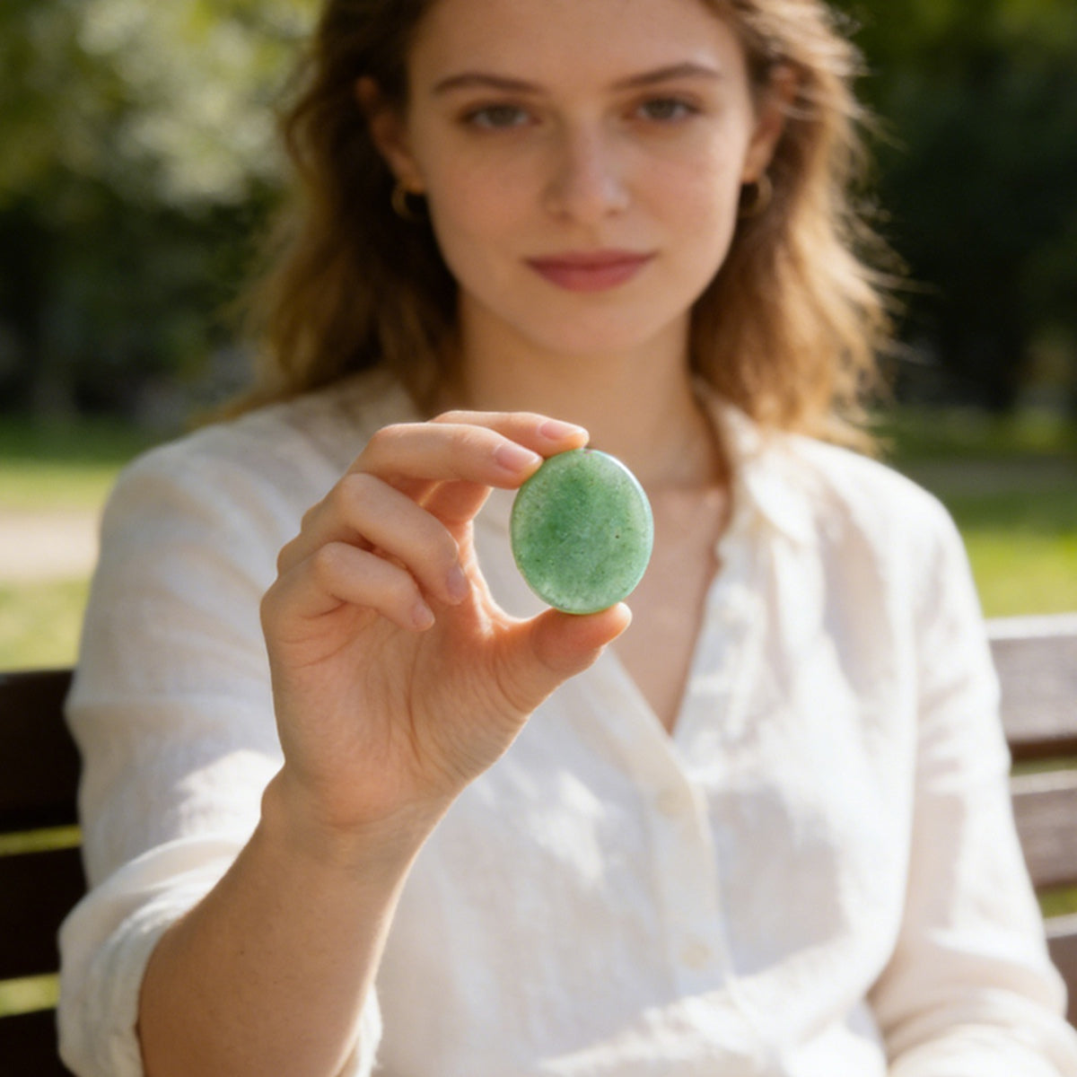 Green Aventurine Slice 42x48mm Oval Crystal Disc for Home Decor, DIY Craft, Coaster, Ornament, Gift