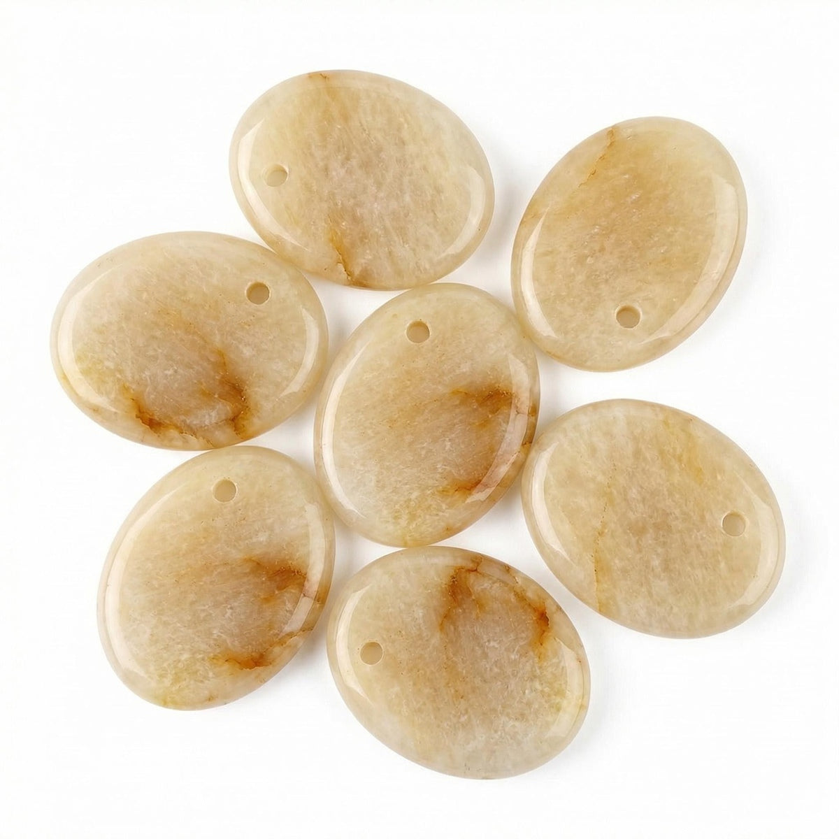 Yellow Jade 35×45mm Oval Gemstone Slice Pendant with Off-Center Drilled Hole – Natural Stone Charm for Necklaces, Bag Charms & Bookmarks