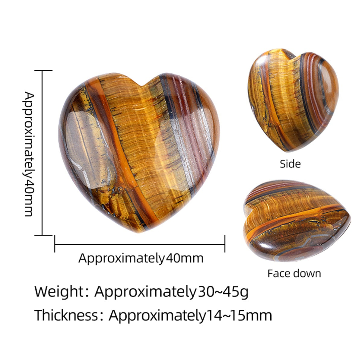 40mm Natural Crystal Puffy Heart Stones - Carved Gemstone Pocket Palm Stone for Reiki Healing, Chakra Balancing, Meditation & Home Decor #SP0046