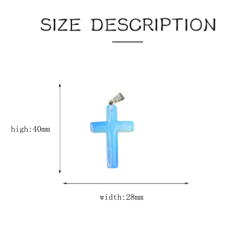 Natural Chakra Healing Crystal Cross Pendant, Assorted Mixed Natural Stone Cross Charm with Silver Bail for Religious Jewelry Craft Bulk