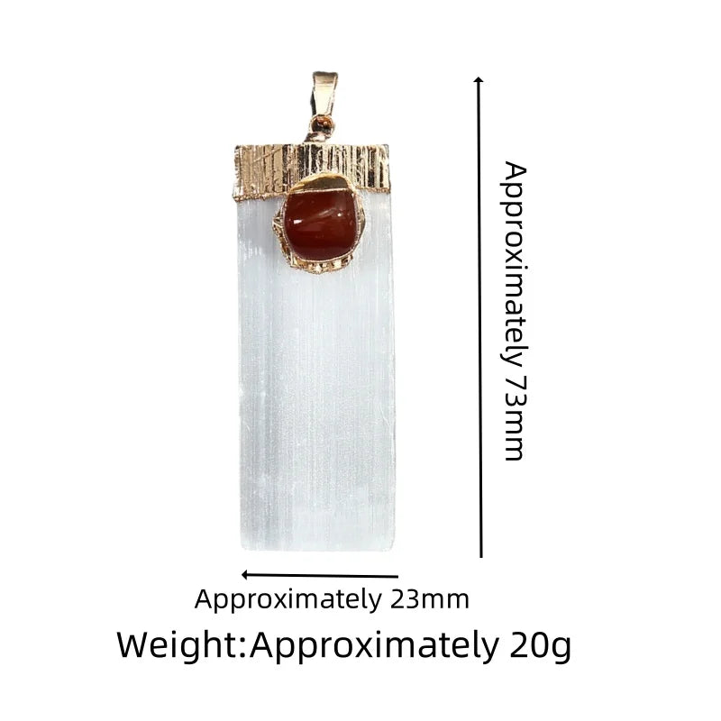 White Selenite Crystal Gypsum Pendant Necklace For Women Men #SN1775G