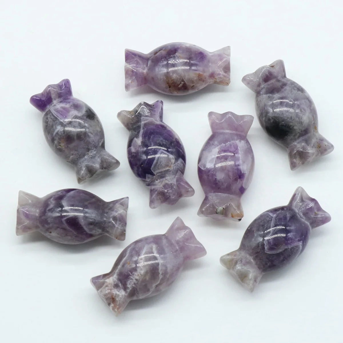 48mm Natural Green Aventurine Candy-Shaped Figurine, Hand-Carved Healing Crystal for Holiday Gifts