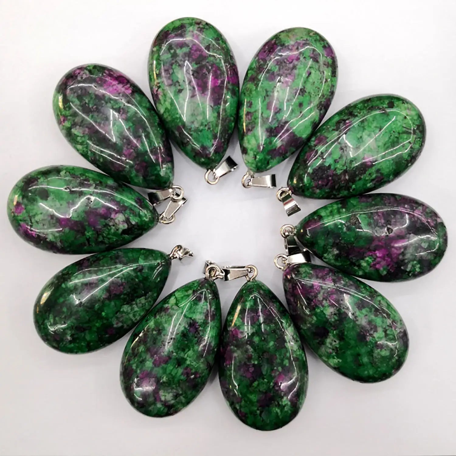 Natural Gemstone Teardrop Pendant Water Drop Chakra Healing Gemstone Charm for DIY Necklace Making