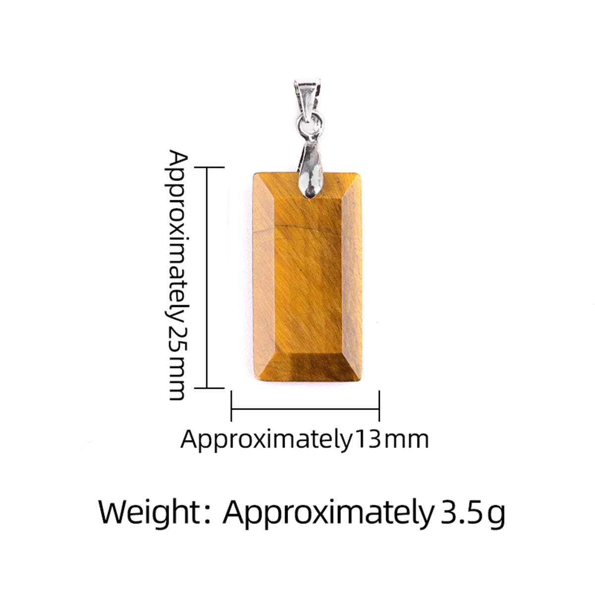 13X25MM Rectangle Gemstone Pendant Necklace - Healing Crystal Charm for Men & Women