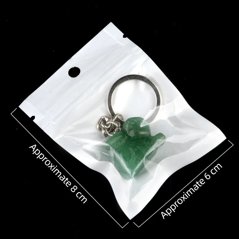 Hand-Carved Natural Crystal Rabbit Keychain | 18×27mm Red Jasper Animal Charm for Bags & Keys