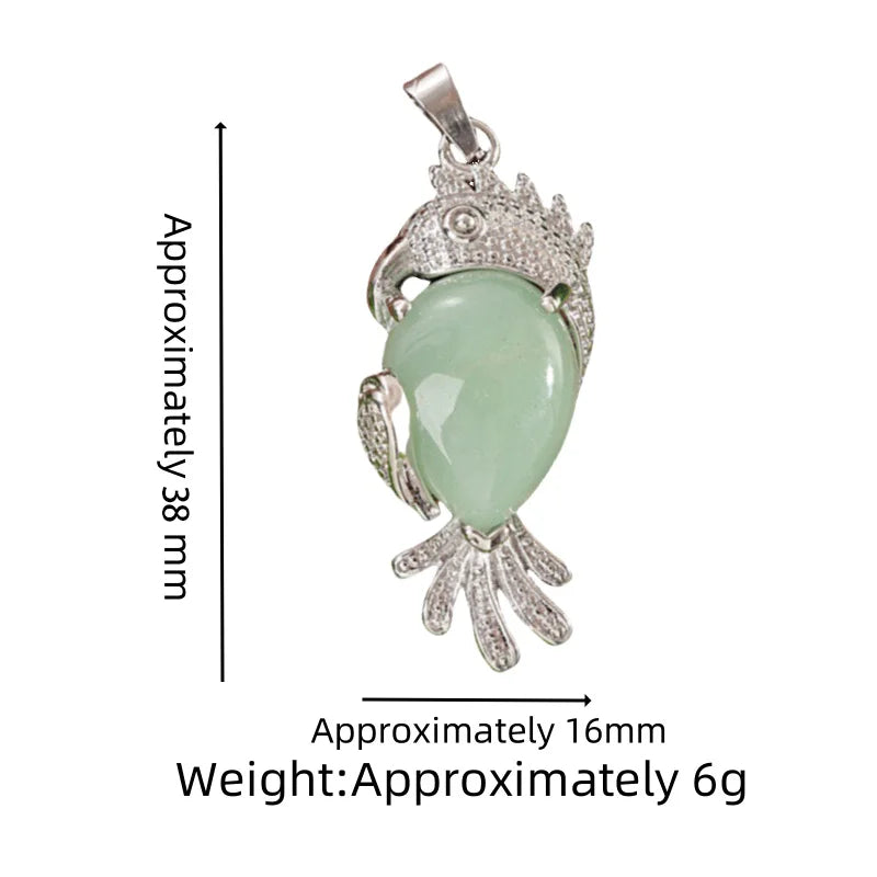 Silver Parrot Gemstone Pendant for DIY Making Jewelry #SP1764-Bird Animal Charms