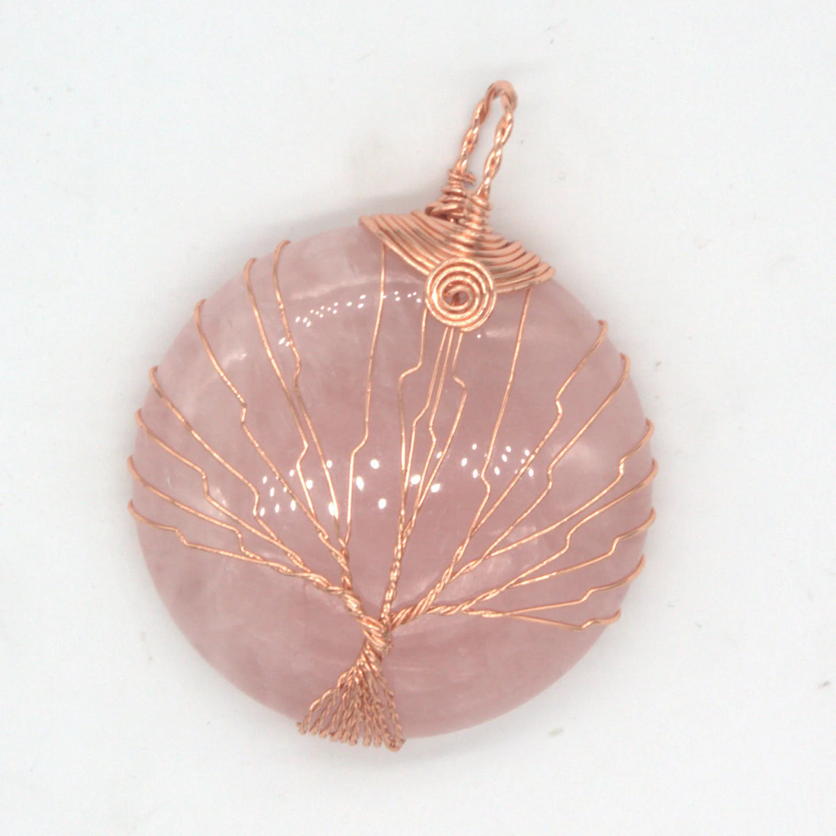 Tree of Life Wire Wrapped Crystal Pendant Rose Gold for Making Jewelry #SP0835