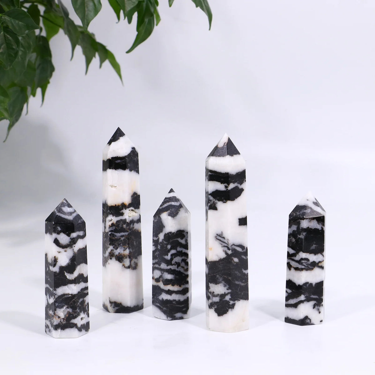 Natural Zebra Jasper Crystal Point Tower Polished Hexagonal Obelisk Wand for Home Decor Meditation Crystal Collection Gift