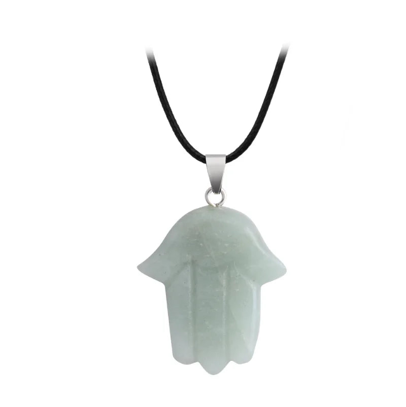 Natural Stone Crystal Palm Pendant Hand Carved Buddha's-hand Crystal Necklace for Women Jewelry Making