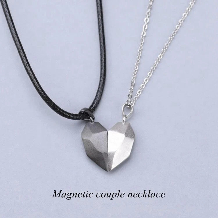 Magnetic Heart Necklace for Couples • Romantic Valentine's Day Anniversary Gift • Distance Matching Jewelry Set