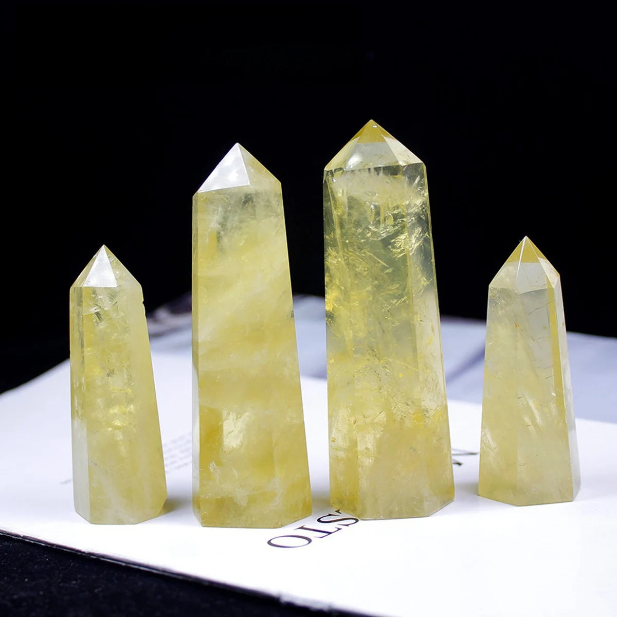 Vintage Multi-Sized Topaz Crystal Natural Stone Hexagonal Pillar Charms Decoration Office Ornament Tower Stone Crafts DIY Gift
