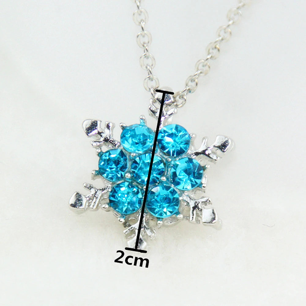 Women CZ Rhinestone Snowflake Pendant Necklace 18 Inches Chain Hanging Full Zircon Crystal Pendant Choker Jewelry
