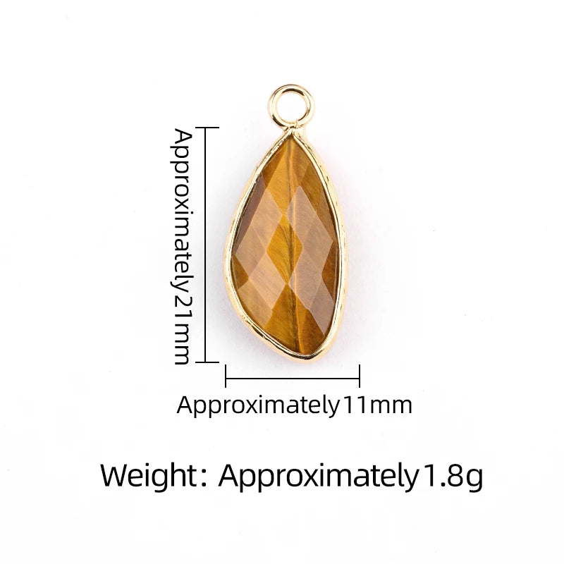 Elegant Waterdrop Shaped Tiger Eye Crystal Pendant - Hand-Cut Natural Gemstone Accessory for Necklaces & Earrings