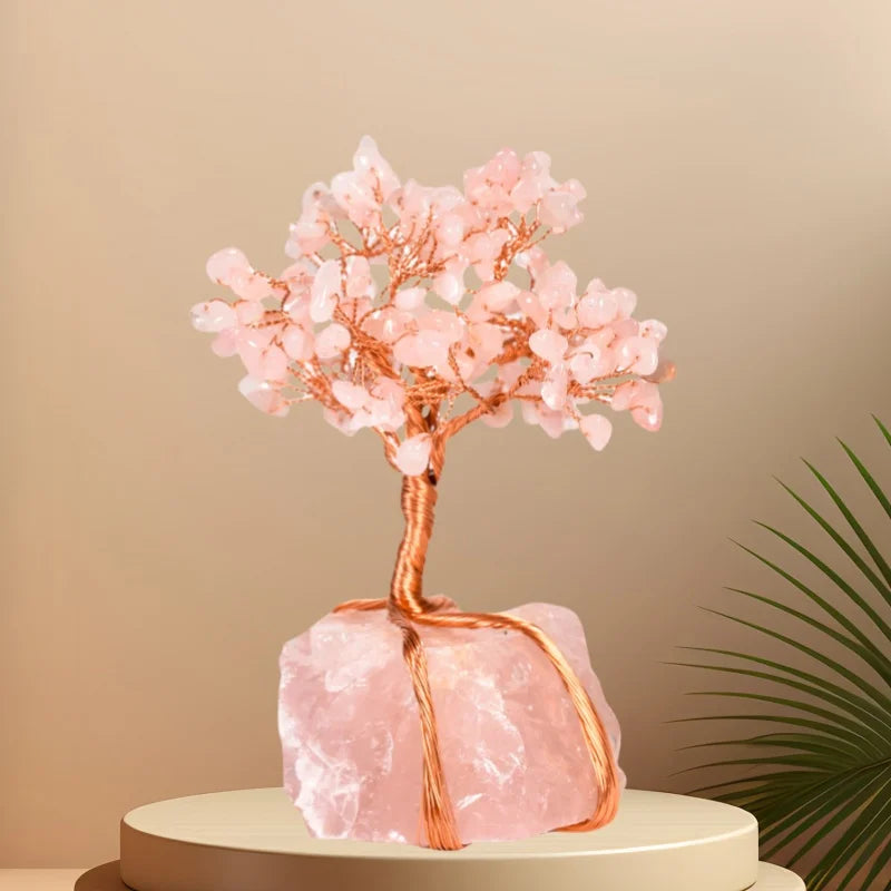 130mm Natural Amethyst Tree of Life with Raw Amethyst Base, Copper Wire Wrap Feng Shui Ornament