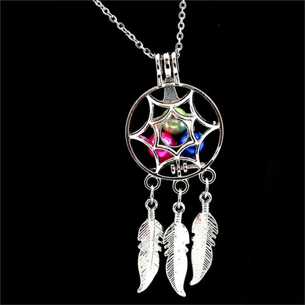 Color Mixing Random New Fashion Vintage Dream Catcher Necklace Oyster Venonat Women's Necklace For Gift Love Wish kit chain