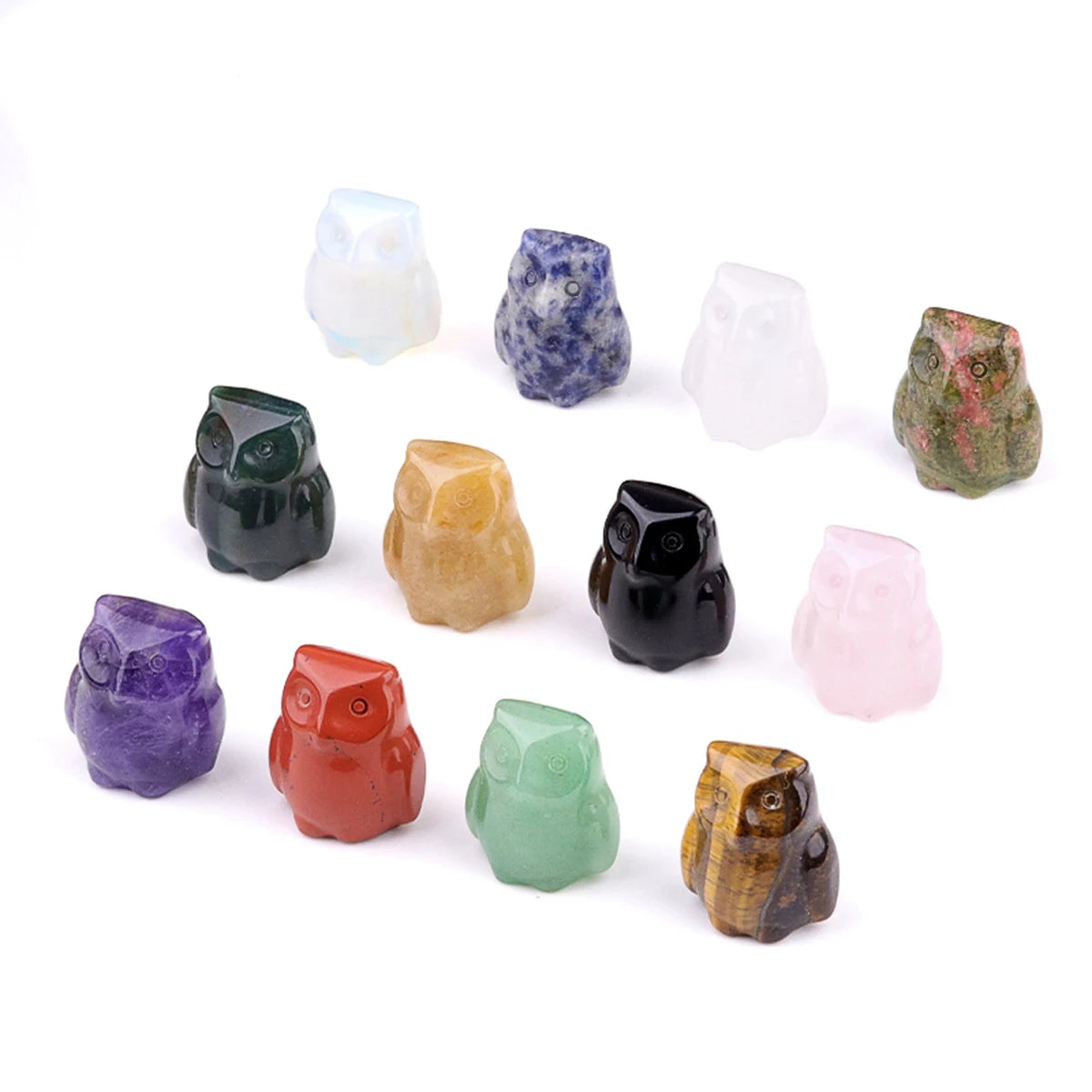 Hand Carved Natura Owl Gemstone Figurine 1.0Inch Animal Statue for Home Decor, Healing Crystals & Thoughtful Gifts