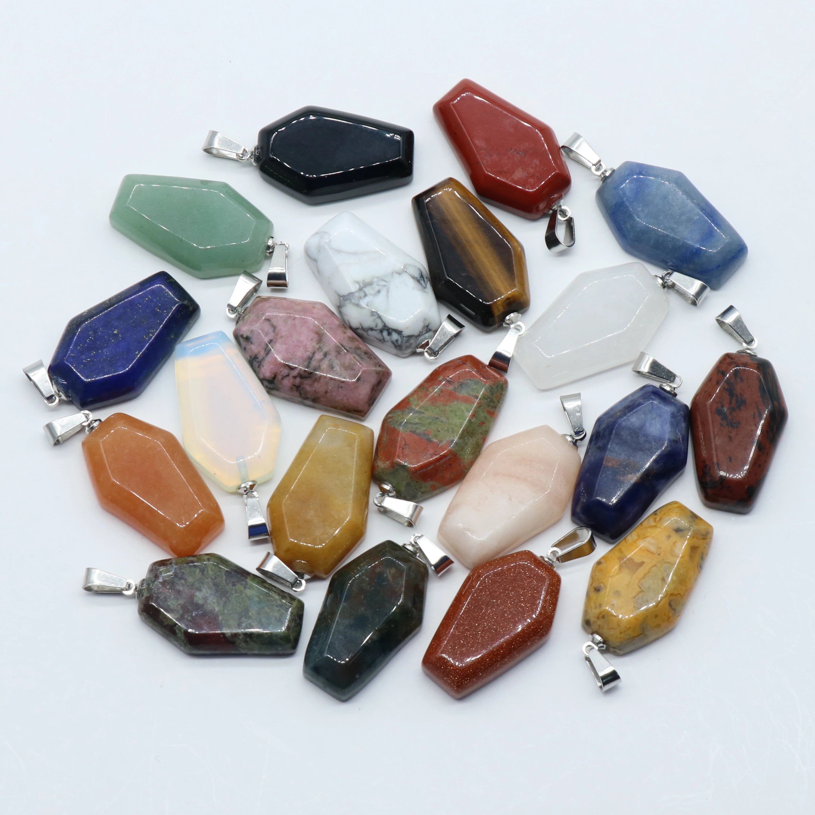 Gemstone Coffin Pendant for Making Jewelry Handmade Craved 19x30mm Halloween Gothic #SP11378 Crystal Charm