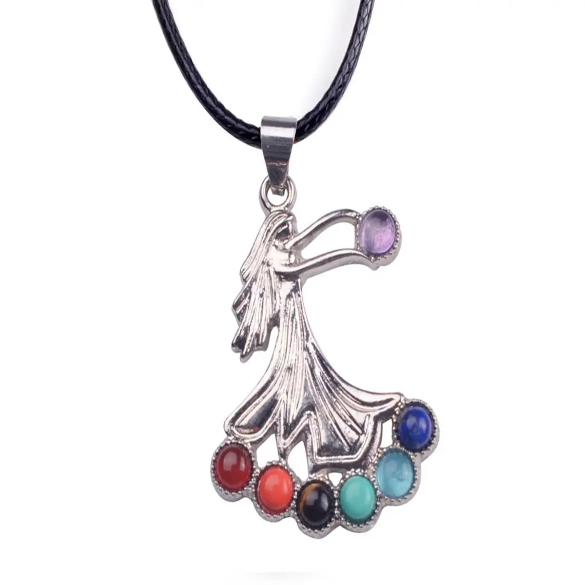 7 Chakra Mixed Metal Pendants, Silver‑Plated Alloy Chakra Stone Charms, Om Tree of Life Infinity Symbol Reiki Yoga Spiritual Jewelry for Necklace Making