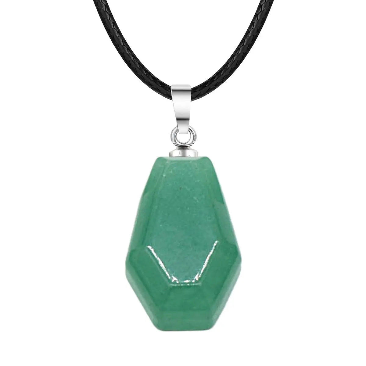 30mm Natural Crystal Coffin Pendant Necklace, Gothic Healing Stone Charm for Halloween