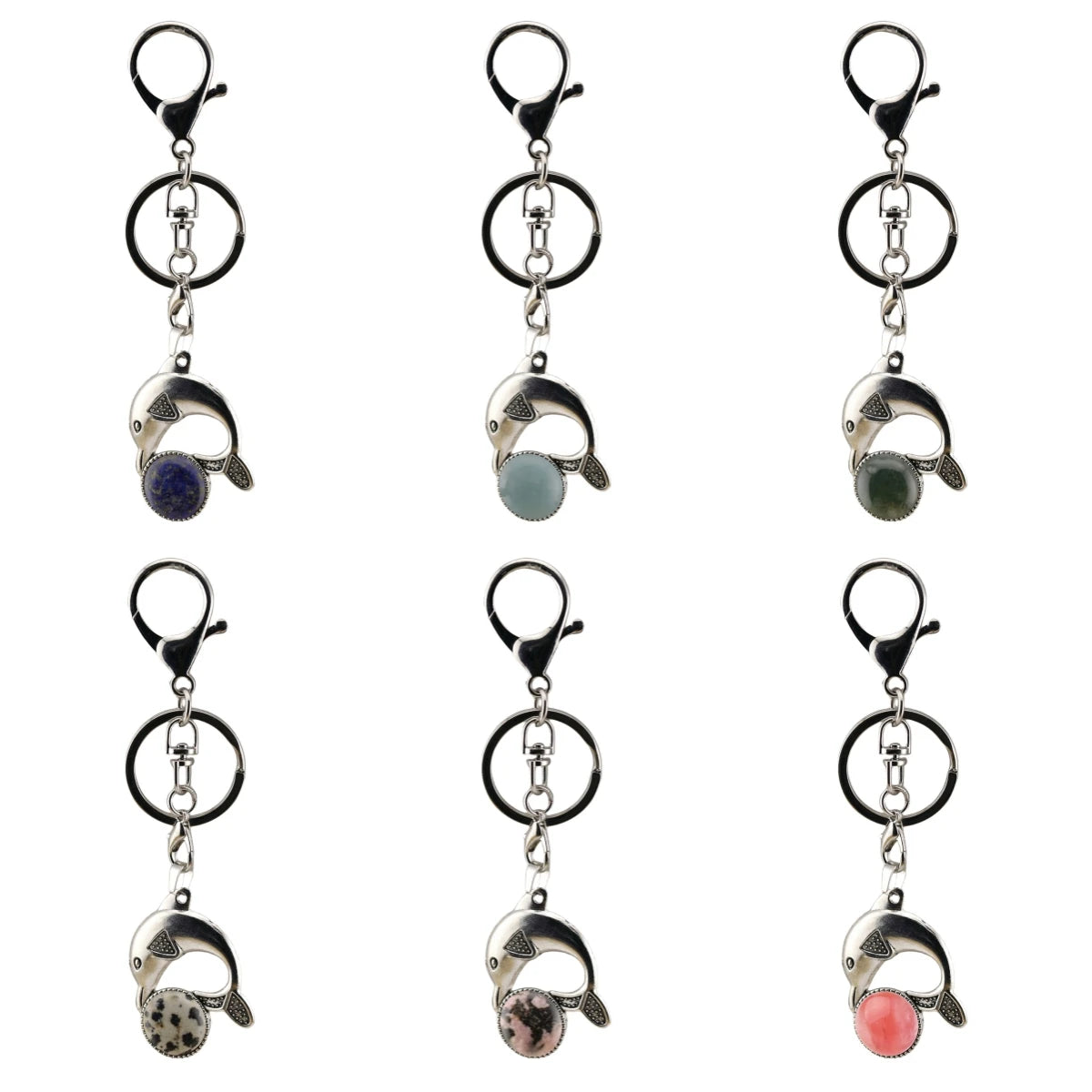 Bohemian Silver Marine Dolphin Key Ring • Cute Sea Animal Crystal Sphere Holder Clip • Heavy-Duty Swivel Lobster Clasp Christmas Gift