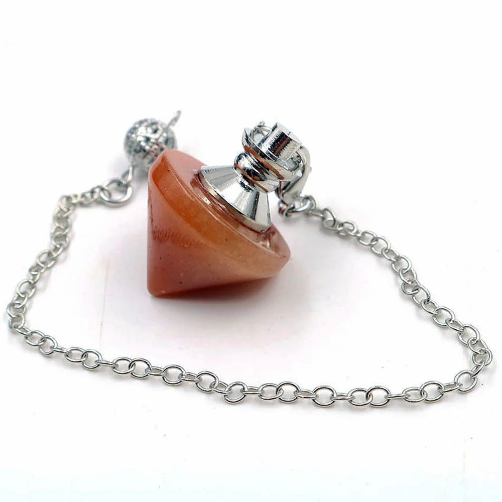 Crystal cone spirit pendulum pendant Metal Copper Dowsing Healing Pyramid Reiki Pendulum Pendant Charms Chakra Amulet Chrome