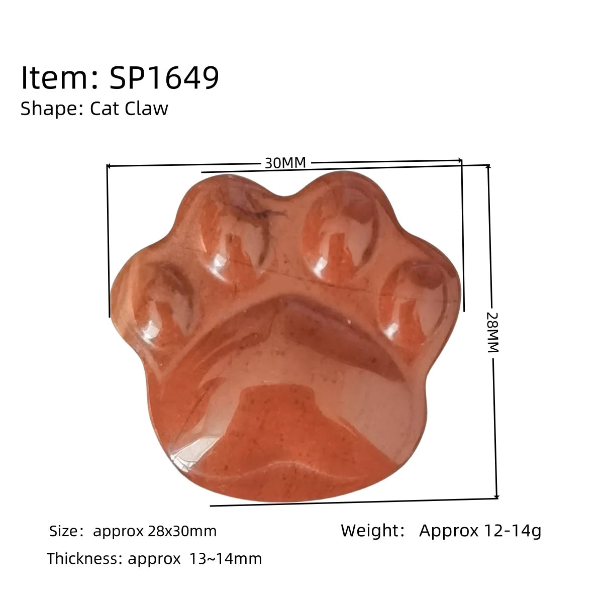 28×30mm Hand-Carved Crystal Cat Paw Stone | Natural Gemstone Cat Claw Figurine for Home Decor