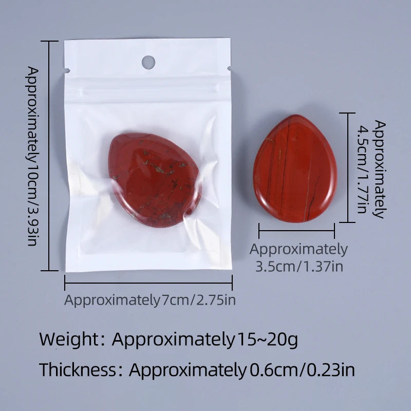 Natural Teardrop Worry Stone, Water Drop Thumb Pocket Palm Stone Chakra Healing Crystal