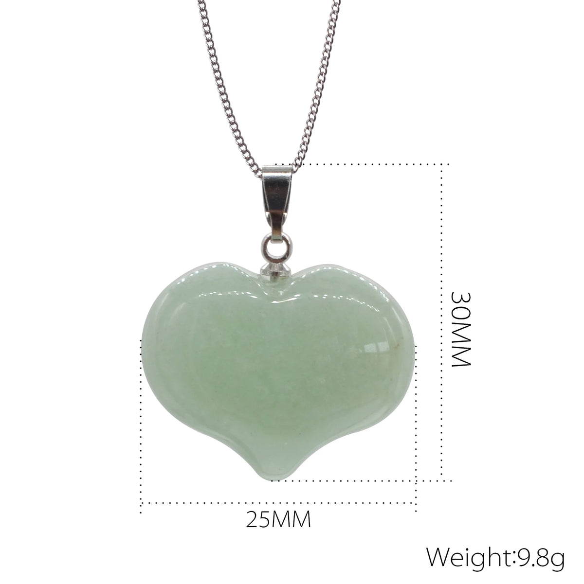 Natural Polished Heart Shaped Gemstone Pendant, Multiple Varieties Crystal Love Heart Pendant with Silver Bail, Chakra Reiki Healing Stone Necklace Pendant for Women