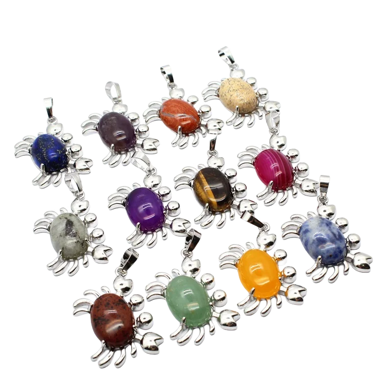 Vintage Crab Pendant Natural Chakrat Gem DIY Jewelry Making Animal Theme Jewelry Birthday Gift for Friends and Lovers