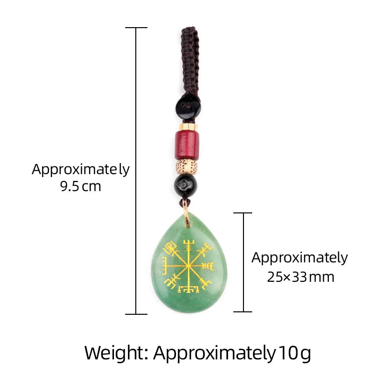 Viking Compass Car Charm | Vegvisir Teardrop Crystal Keychain, Norse Protection Amulet