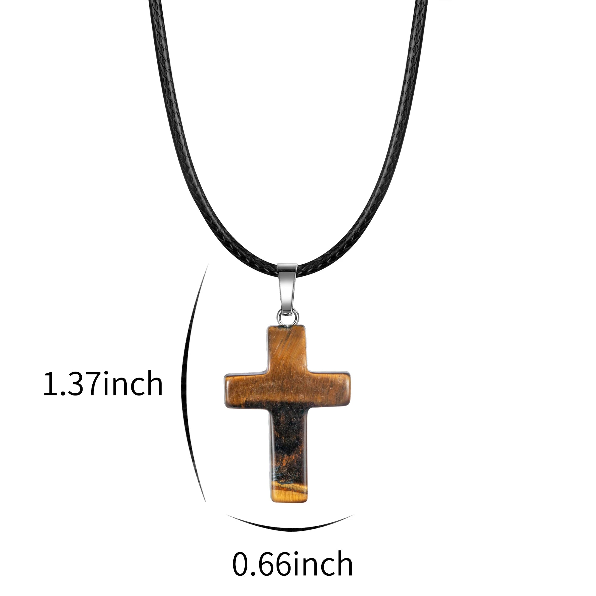Natural Stone Cross Pendant Necklace Wholesale Assorted Healing Crystal Quartz Crucifix Amulet with Adjustable Cord Spiritual Jewelry Gift for Men Women