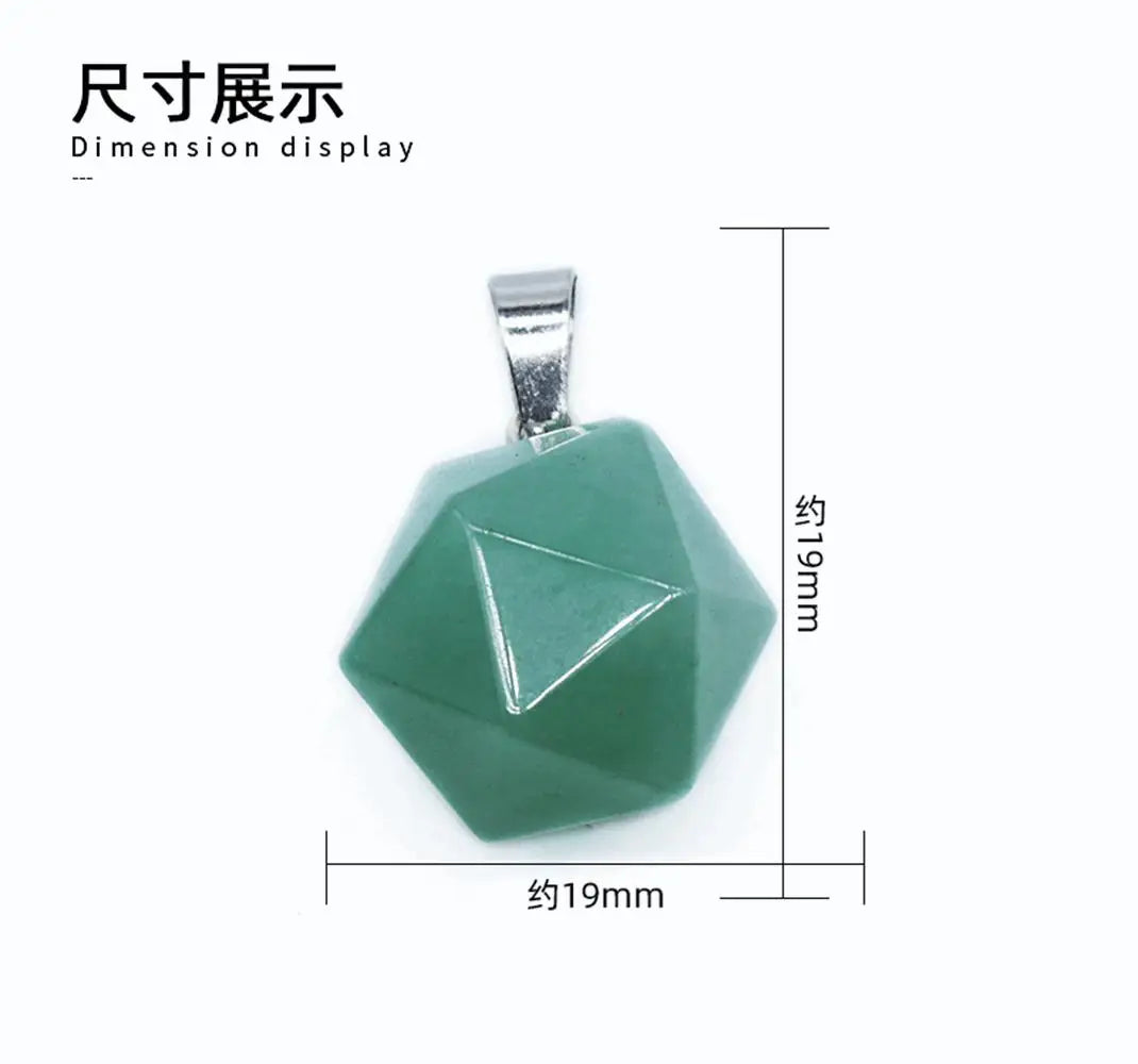 Handmade Craved Natural Tumbled Stone Pendant Necklace Faceted Crystal Amethyst Aventurine Raw Tumble Jewelry