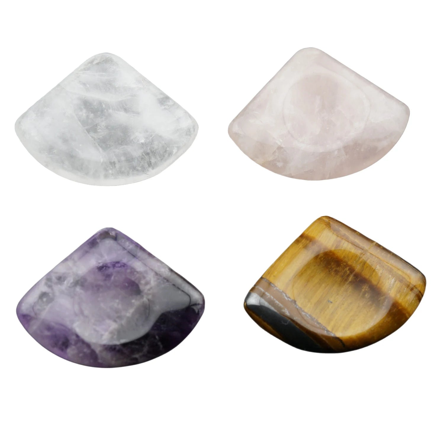 Hand-Polished D-Shape Natural Crystal Cabochons - Premium Fan-Shaped Healing Stones for Wire Wrapping, Inlay, Settings & Grid Decor