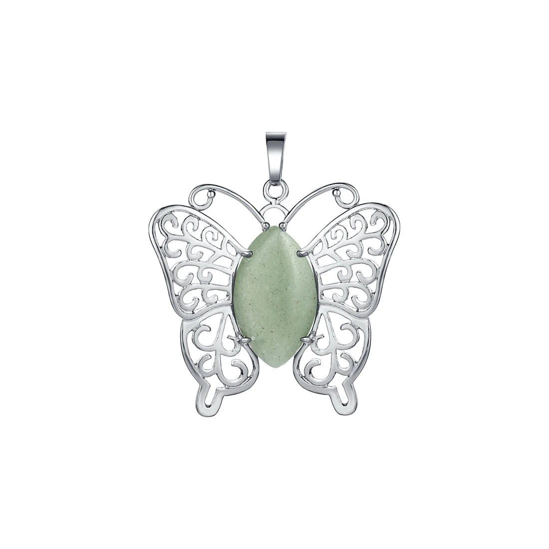 Mystic Butterfly Natural Crystal Pendant – Elegant Hollow Wing Pink Quartz Statement Necklace