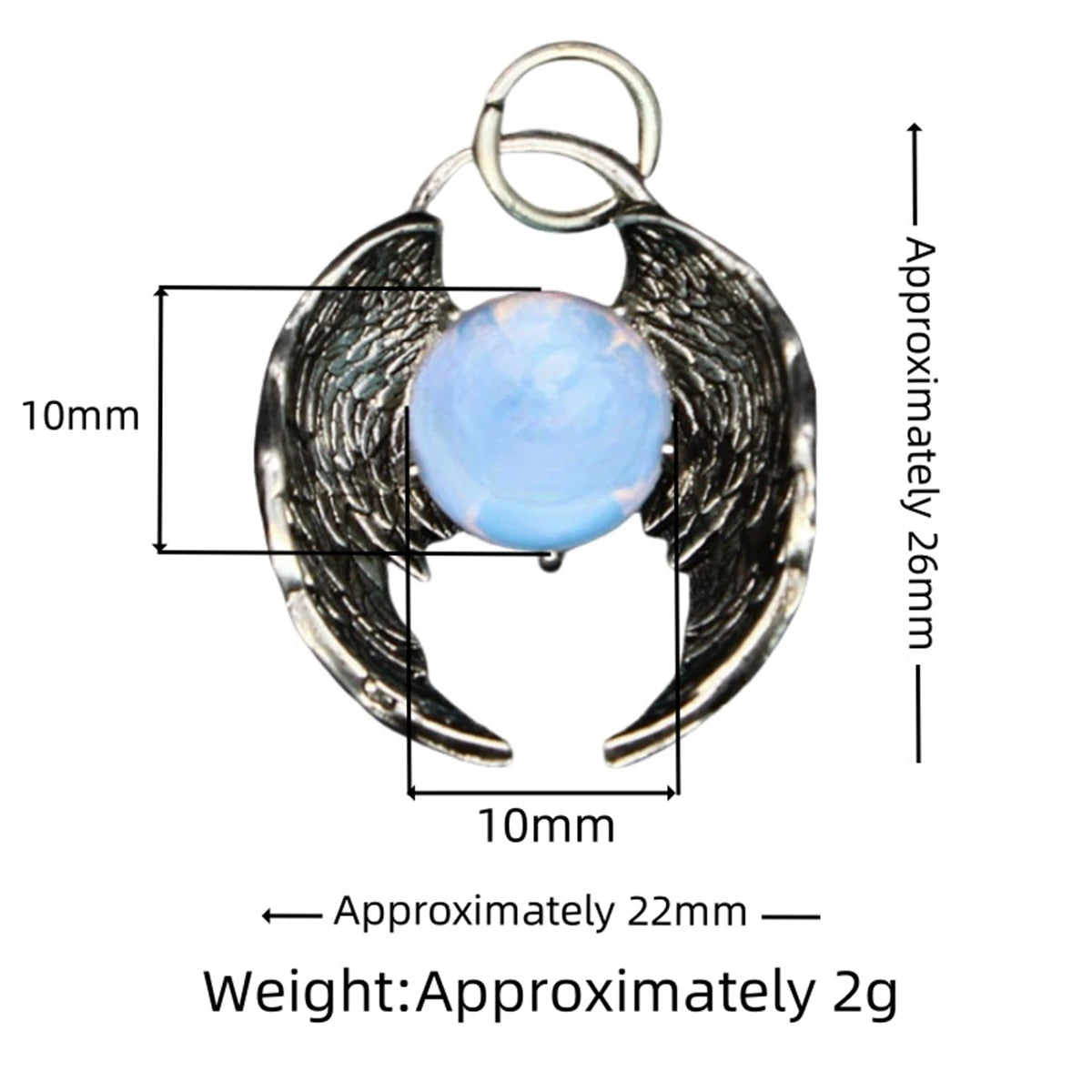 Angel Wing Gemstone Pendant Necklace | Multi-Color 10mm Natural Crystal Ball Necklace for Women & Men