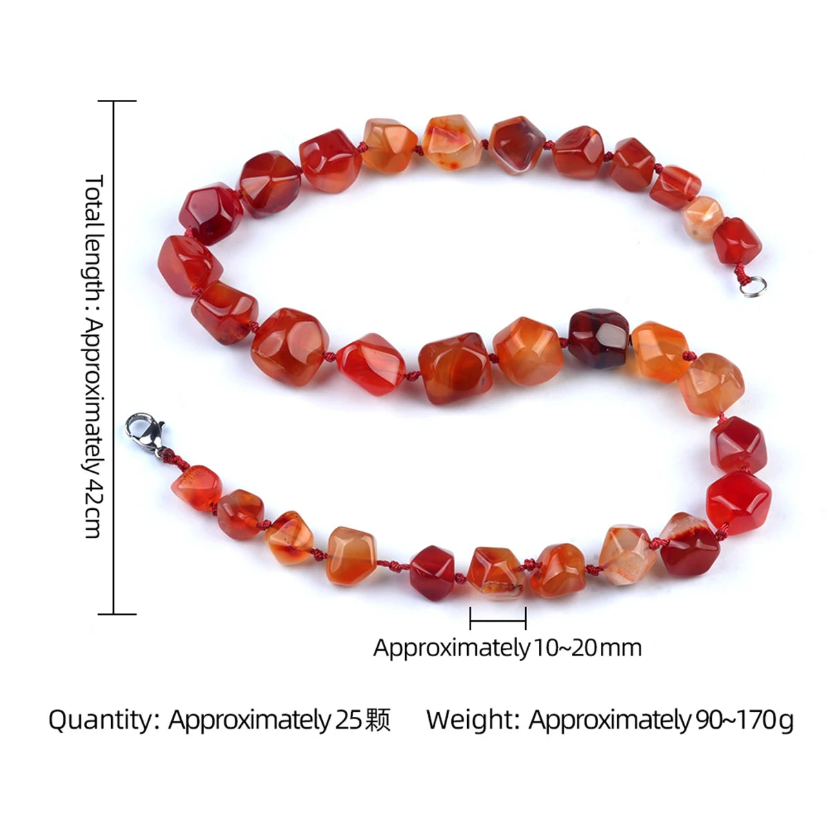 Natural Carnelian Faceted Irregular Beaded Necklace | 42cm High-Quality Gemstone Chain for DIY Jewelry & Gifts