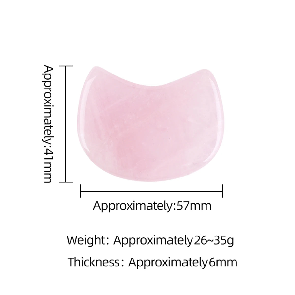 Rose Quartz Crescent Shaped Fragments Scraping Board Gemstone Interior Decoration Gemstone Ornament ; Size : 57X41MM